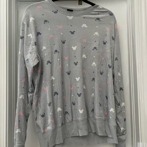 Gray Sweatshirt with Mickey Mouse Pattern